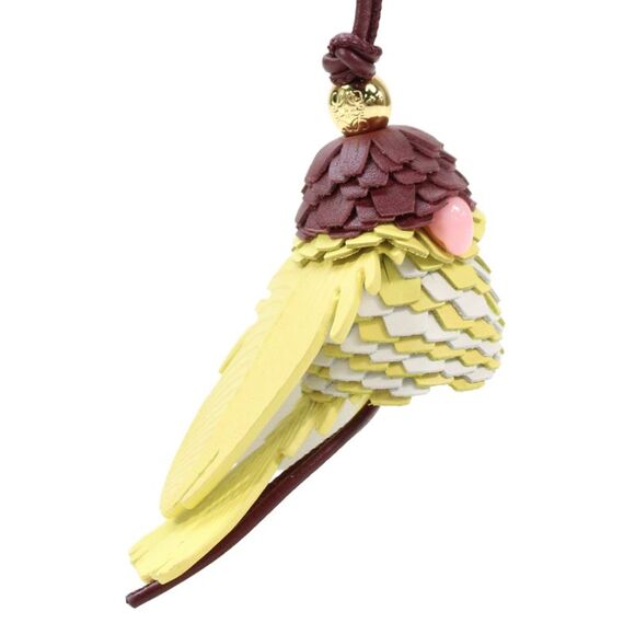 Loewe Accessories - Loewe Unisex Leather Multicolor Calfskin Bird Handbag Charm Yellow Brown White